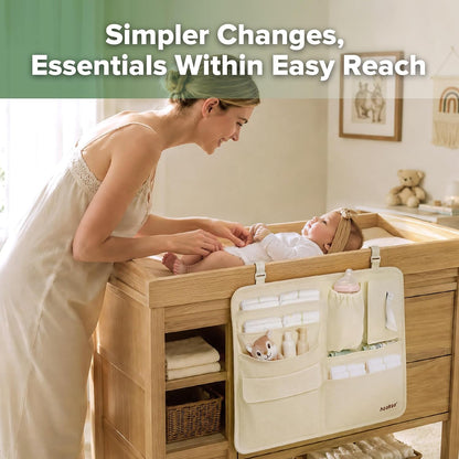NestSide Hanging Diaper Organizer for Changing Table & Crib, Cream