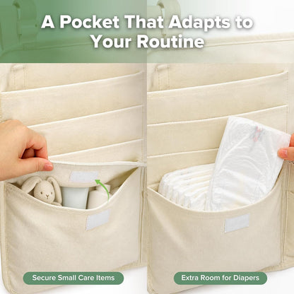 NestSide Hanging Diaper Organizer for Changing Table & Crib, Cream