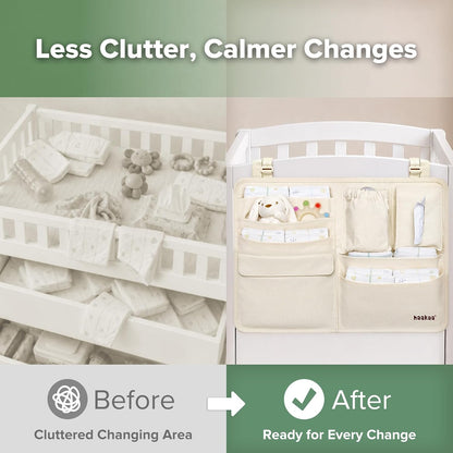 NestSide Hanging Diaper Organizer for Changing Table & Crib, Cream