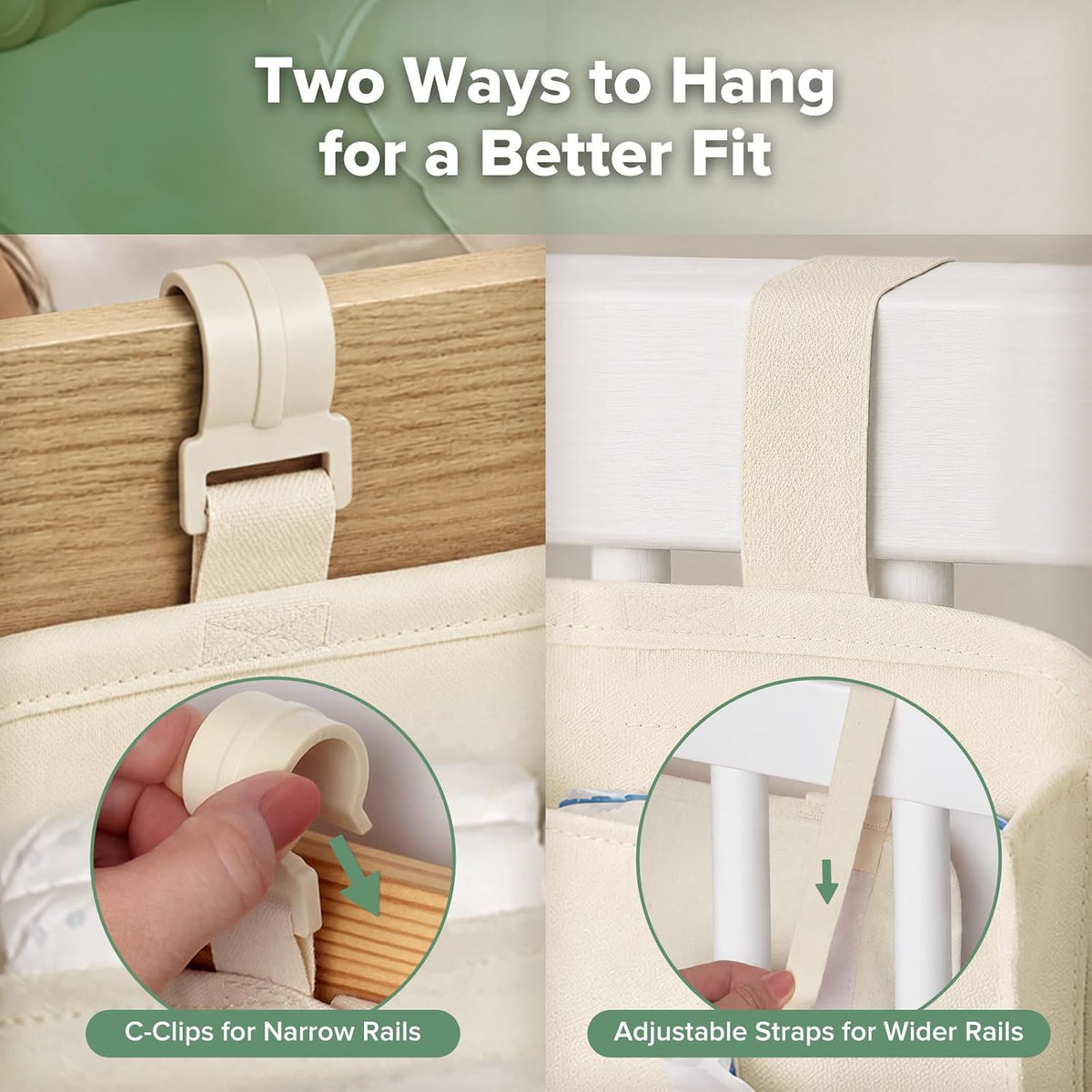 NestSide Hanging Diaper Organizer for Changing Table & Crib, Cream