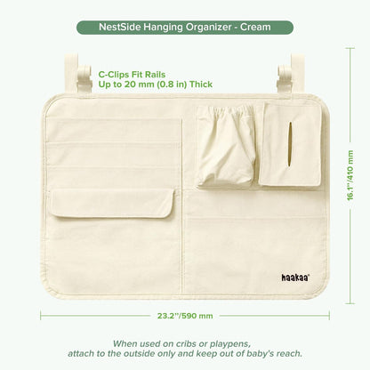 NestSide Hanging Diaper Organizer for Changing Table & Crib, Cream