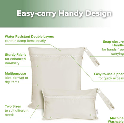 Wet Dry Bags for Baby, Water Resistant Wet Dry Bag, 2pcs, Grass