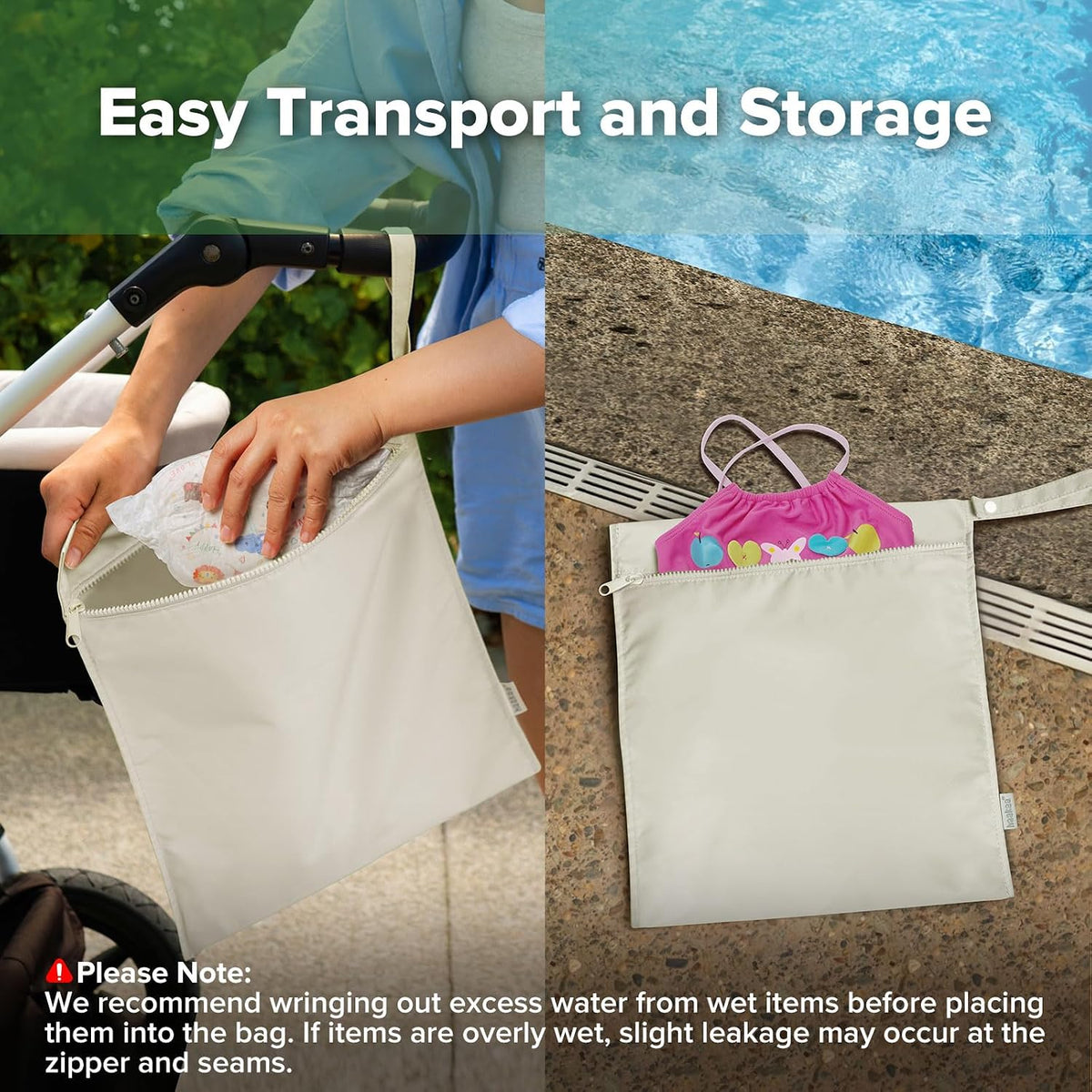 Wet Dry Bags for Baby, Water Resistant Wet Dry Bag, 2pcs, Grass