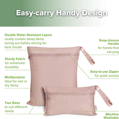 Wet Dry Bags for Baby, Water Resistant Wet Dry Bag, 2pcs, Grass
