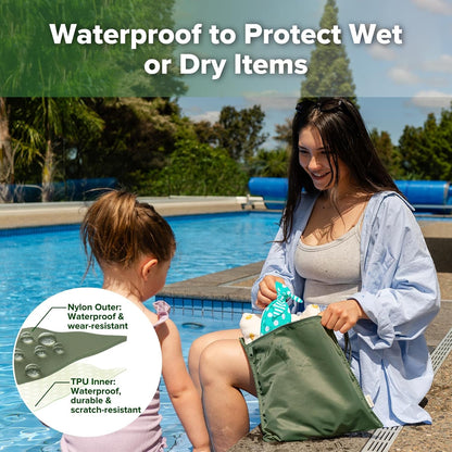 Wet Dry Bags for Baby, Water Resistant Wet Dry Bag, 2pcs, Grass