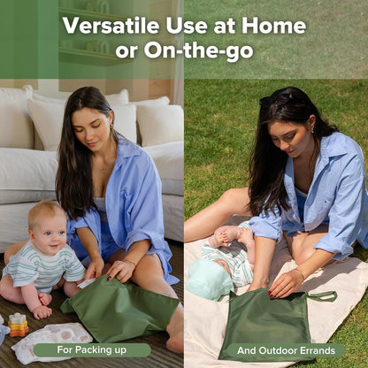 Wet Dry Bags for Baby, Water Resistant Wet Dry Bag, 2pcs, Grass