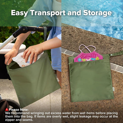 Wet Dry Bags for Baby, Water Resistant Wet Dry Bag, 2pcs, Grass