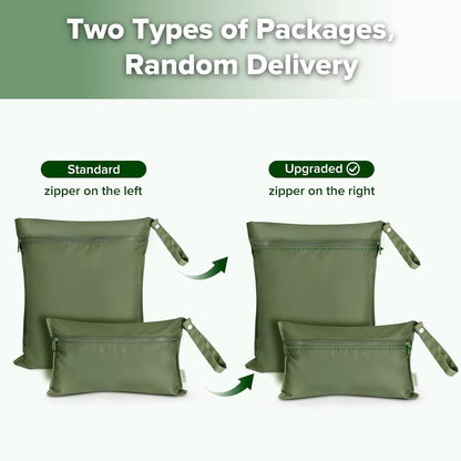 Wet Dry Bags for Baby, Water Resistant Wet Dry Bag, 2pcs, Grass