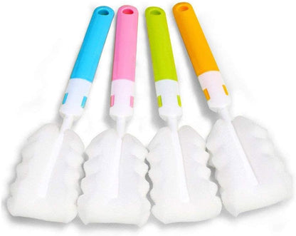 Cleaning Brush Set, Portable Bottle & Nipple Brushes Sponge Material, Soft & Fluffy Texture, Comfortable Grip, Hanging Holes, BPA Free, Ideal for Baby Bottles & Cups
