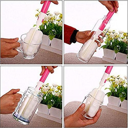 Cleaning Brush Set, Portable Bottle & Nipple Brushes Sponge Material, Soft & Fluffy Texture, Comfortable Grip, Hanging Holes, BPA Free, Ideal for Baby Bottles & Cups