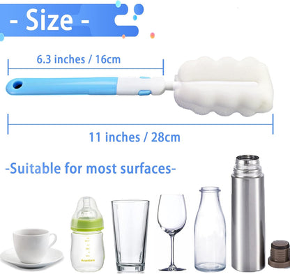 Cleaning Brush Set, Portable Bottle & Nipple Brushes Sponge Material, Soft & Fluffy Texture, Comfortable Grip, Hanging Holes, BPA Free, Ideal for Baby Bottles & Cups