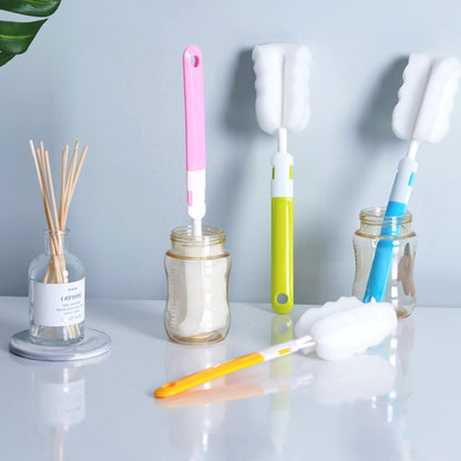 Cleaning Brush Set, Portable Bottle & Nipple Brushes Sponge Material, Soft & Fluffy Texture, Comfortable Grip, Hanging Holes, BPA Free, Ideal for Baby Bottles & Cups