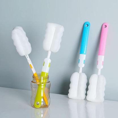 Cleaning Brush Set, Portable Bottle & Nipple Brushes Sponge Material, Soft & Fluffy Texture, Comfortable Grip, Hanging Holes, BPA Free, Ideal for Baby Bottles & Cups