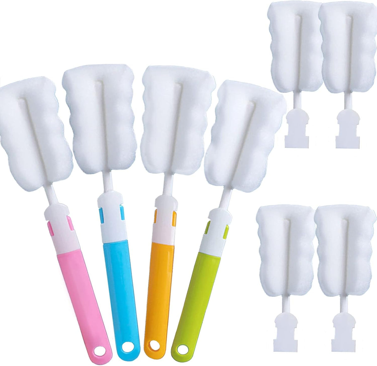 Cleaning Brush Set, Portable Bottle & Nipple Brushes Sponge Material, Soft & Fluffy Texture, Comfortable Grip, Hanging Holes, BPA Free, Ideal for Baby Bottles & Cups