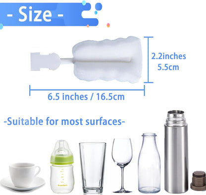 Cleaning Brush Set, Portable Bottle & Nipple Brushes Sponge Material, Soft & Fluffy Texture, Comfortable Grip, Hanging Holes, BPA Free, Ideal for Baby Bottles & Cups