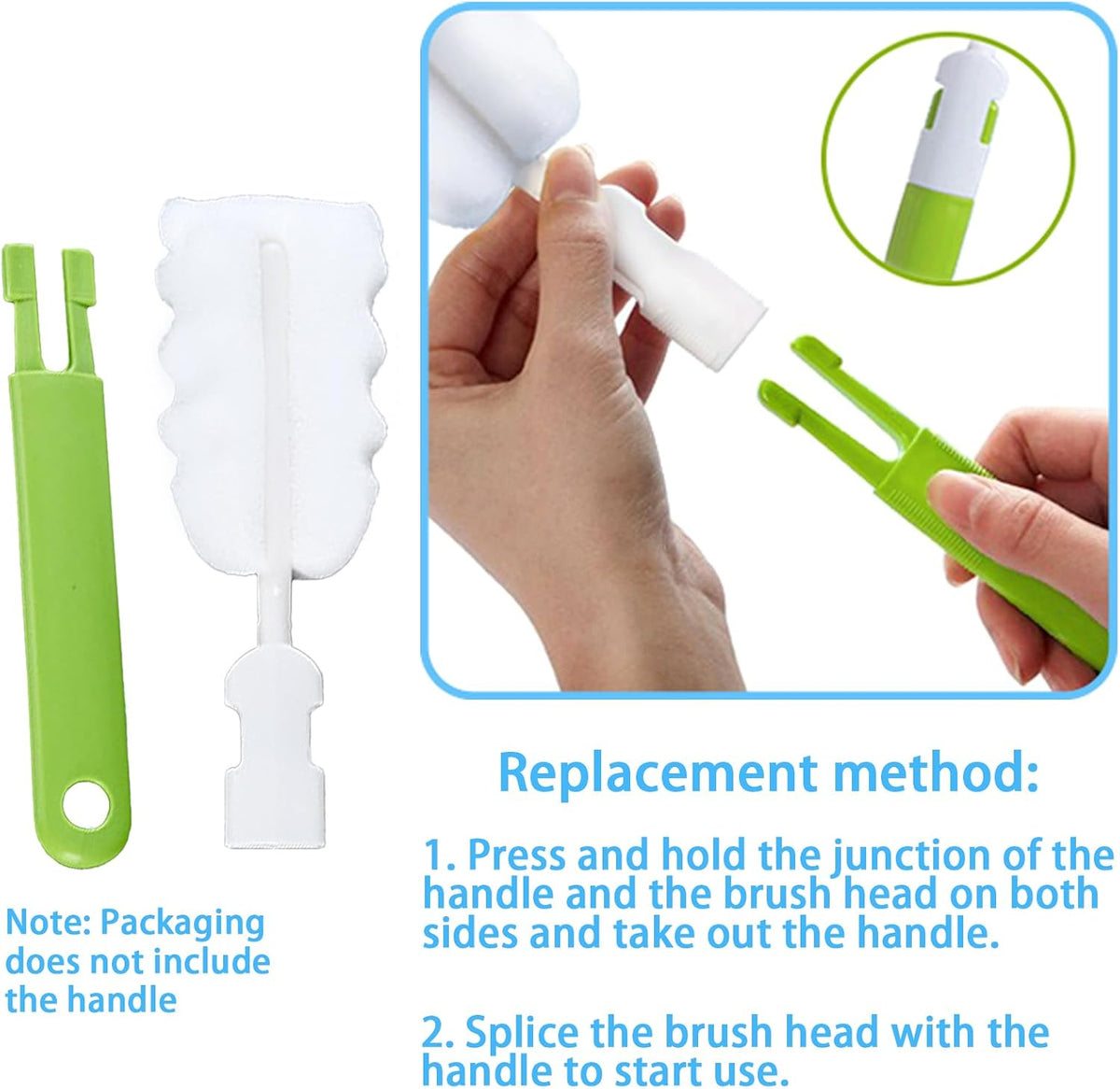 Cleaning Brush Set, Portable Bottle & Nipple Brushes Sponge Material, Soft & Fluffy Texture, Comfortable Grip, Hanging Holes, BPA Free, Ideal for Baby Bottles & Cups