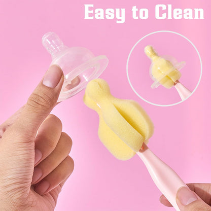 Cleaning Brush Set, Portable Bottle & Nipple Brushes Sponge Material, Soft & Fluffy Texture, Comfortable Grip, Hanging Holes, BPA Free, Ideal for Baby Bottles & Cups