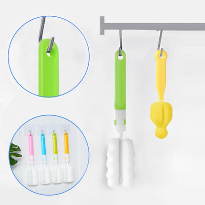 Cleaning Brush Set, Portable Bottle & Nipple Brushes Sponge Material, Soft & Fluffy Texture, Comfortable Grip, Hanging Holes, BPA Free, Ideal for Baby Bottles & Cups