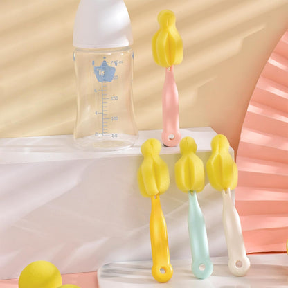 Cleaning Brush Set, Portable Bottle & Nipple Brushes Sponge Material, Soft & Fluffy Texture, Comfortable Grip, Hanging Holes, BPA Free, Ideal for Baby Bottles & Cups
