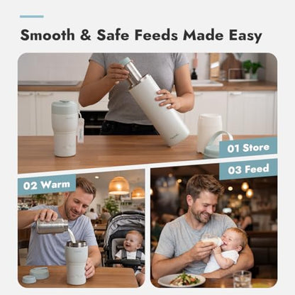 Portable Bottle Warmer Pro for Travel Bundle with Innovative 360° CapsuleChill Breastmilk Cooler