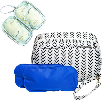 Breastmilk Cooler Bag with Ice Pack - Insulated Breast Milk Cooler Travel Bag - Small Breastmilk Storage Bag Cooler with Detachable Wrist Strap