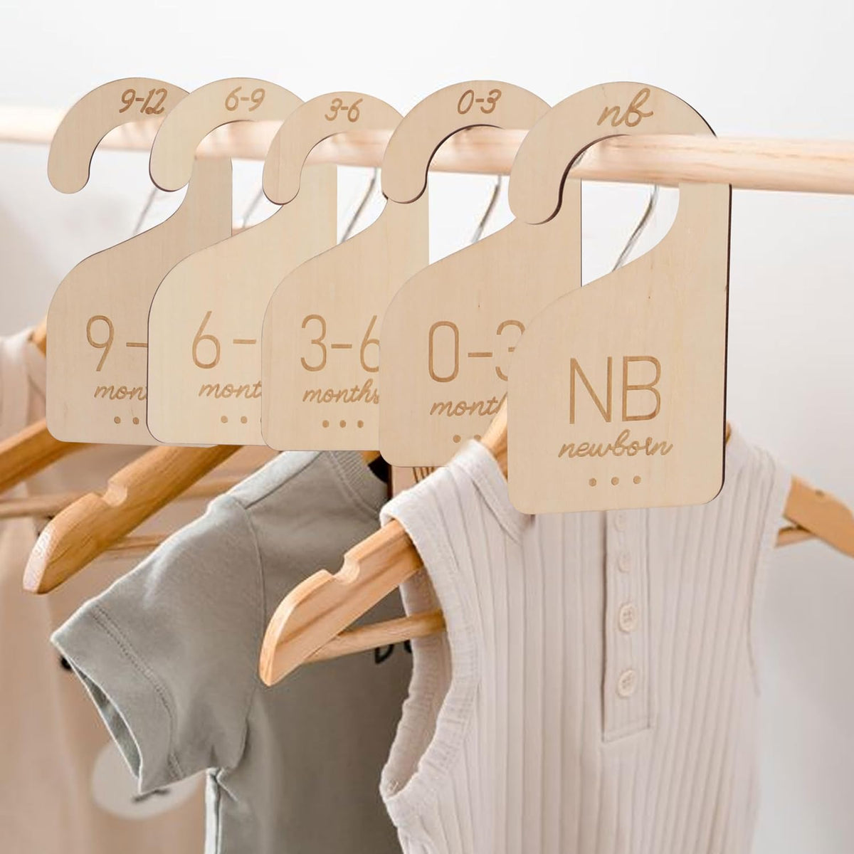 Baby Closet Dividers Wooden,Clothes Size Markers for Baby,Organize Hanger