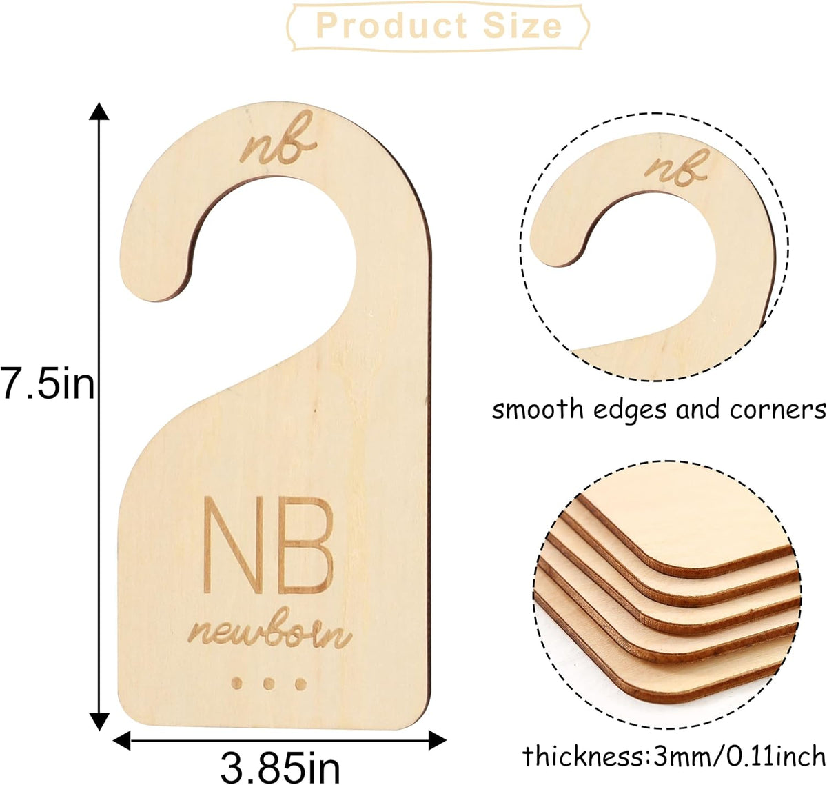 Baby Closet Dividers Wooden,Clothes Size Markers for Baby,Organize Hanger