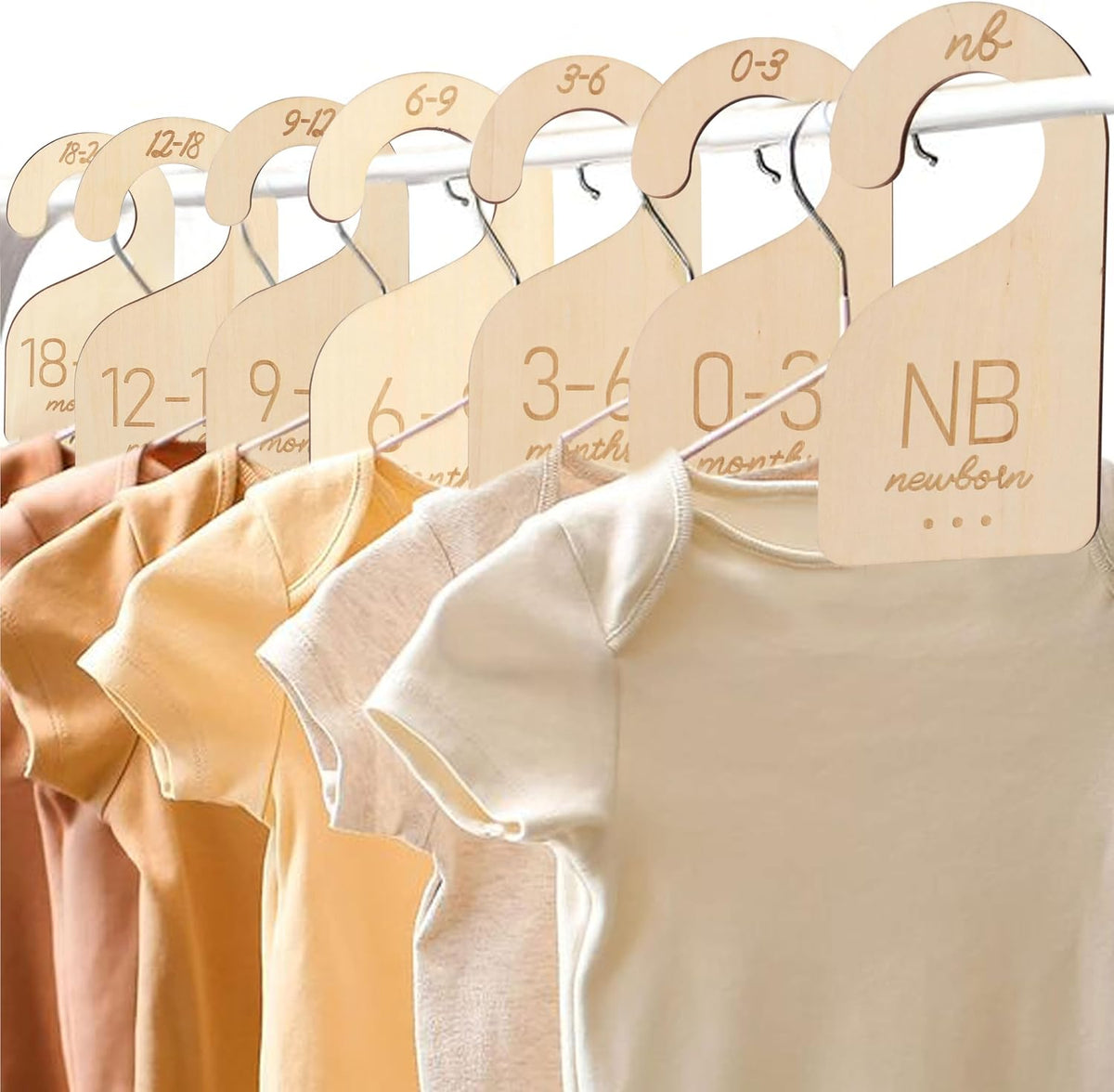 Baby Closet Dividers Wooden,Clothes Size Markers for Baby,Organize Hanger