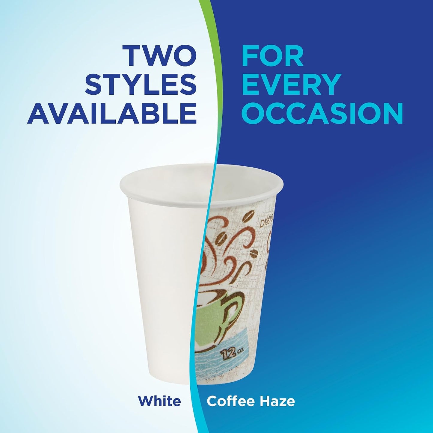 Dixie PerfecTouch 12 oz Paper Coffee Cups By GP PRO, Coffee Haze Design, 500 Count (25 Disposable Cups Per Sleeve, 20 Sleeves Per Case), 5342DX