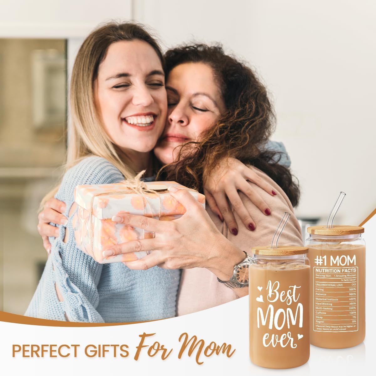 Inspiration Glass Can, Positive Motivational Cup with Lid & Straw, Iced Coffee Aesthetic Cups, Idea Gift for Christmas Birthday Mother Day, Gifts for Women, 16oz