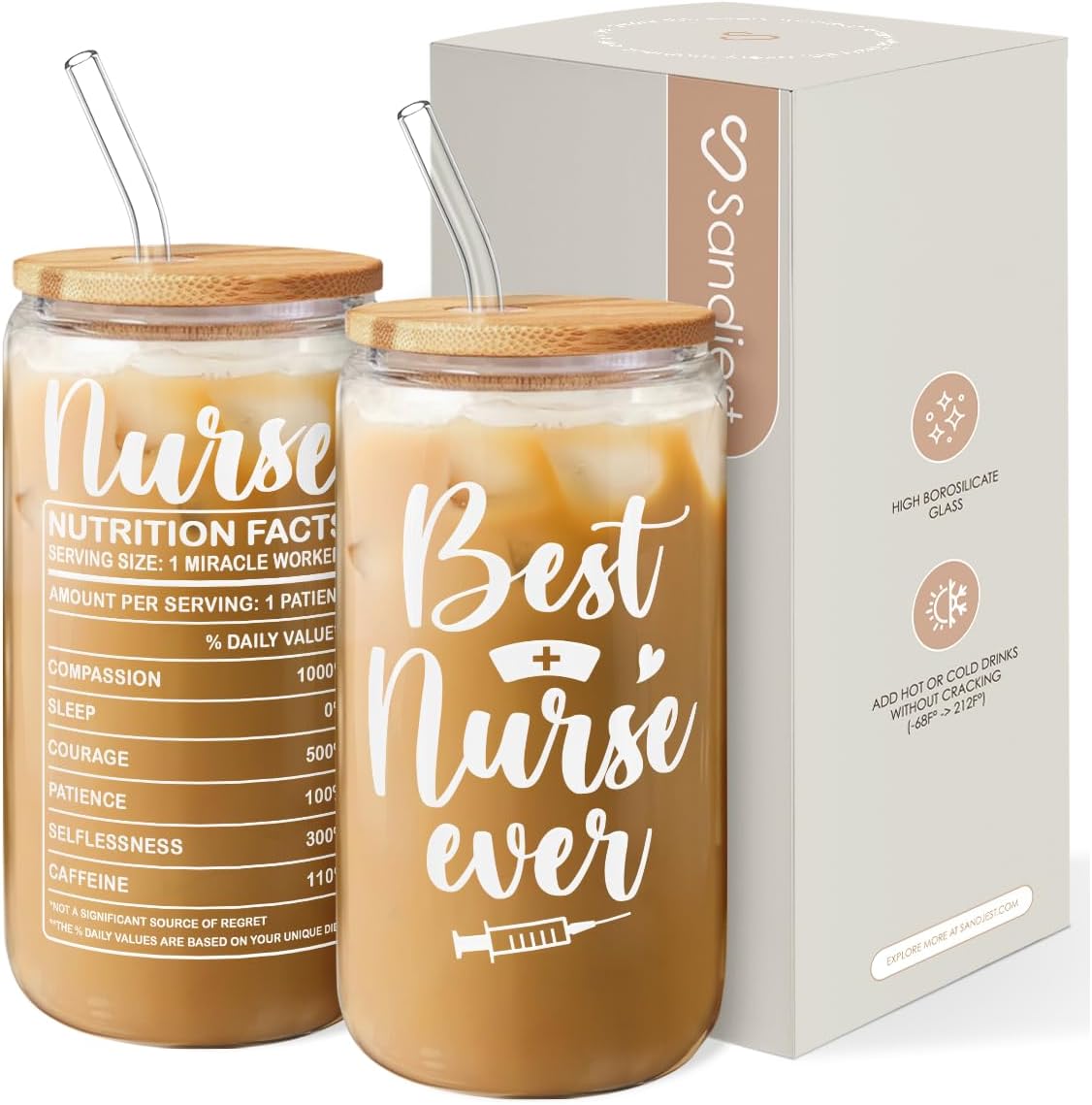Inspiration Glass Can, Positive Motivational Cup with Lid & Straw, Iced Coffee Aesthetic Cups, Idea Gift for Christmas Birthday Mother Day, Gifts for Women, 16oz
