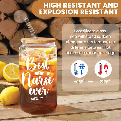 Inspiration Glass Can, Positive Motivational Cup with Lid & Straw, Iced Coffee Aesthetic Cups, Idea Gift for Christmas Birthday Mother Day, Gifts for Women, 16oz