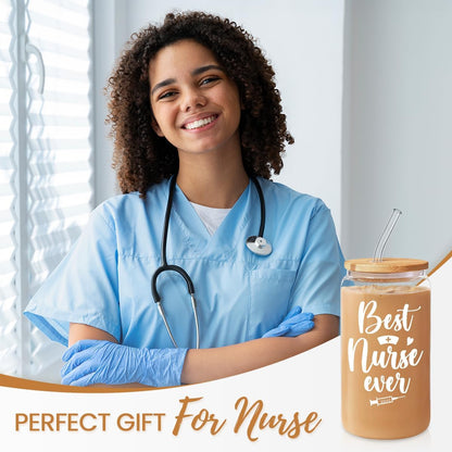 Inspiration Glass Can, Positive Motivational Cup with Lid & Straw, Iced Coffee Aesthetic Cups, Idea Gift for Christmas Birthday Mother Day, Gifts for Women, 16oz