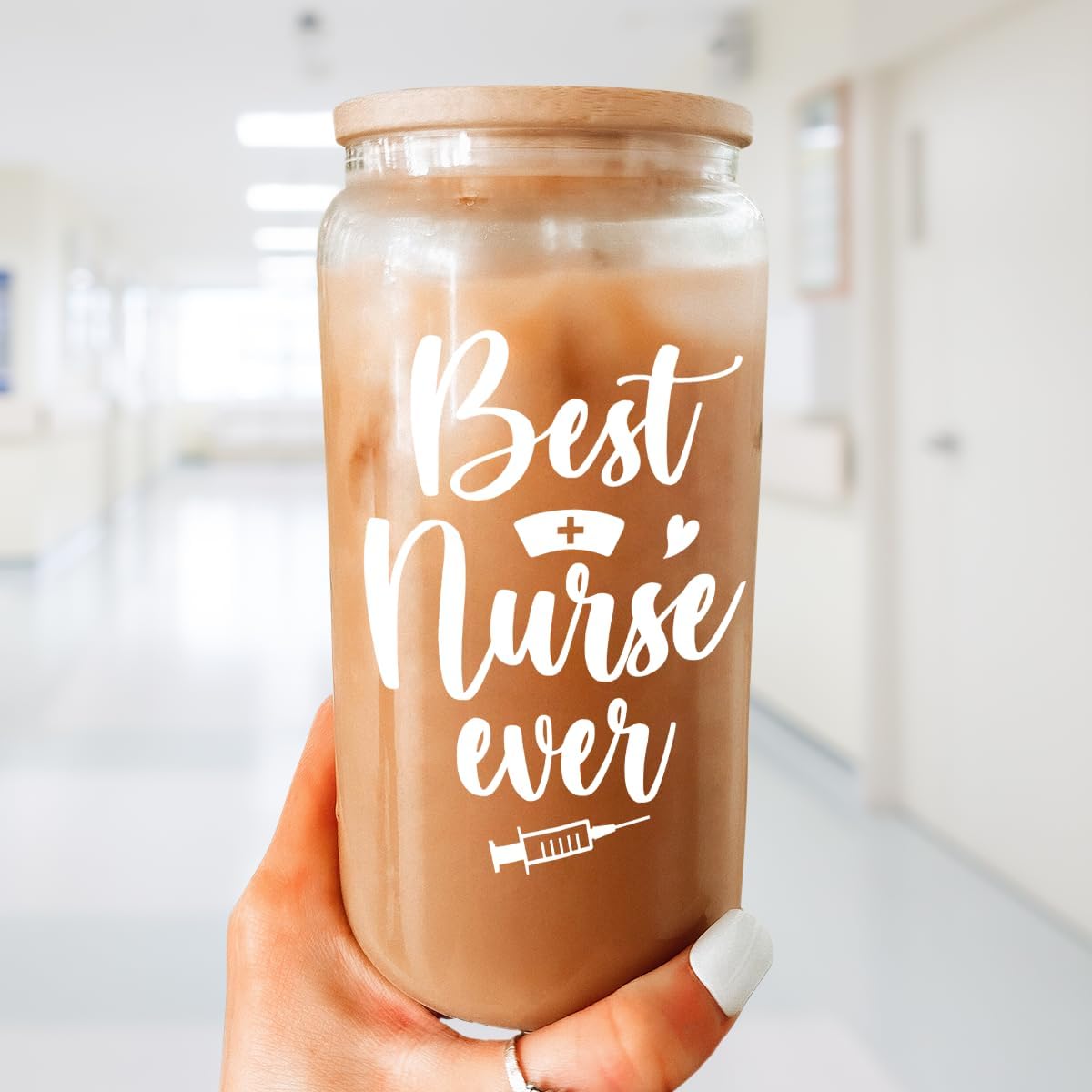 Inspiration Glass Can, Positive Motivational Cup with Lid & Straw, Iced Coffee Aesthetic Cups, Idea Gift for Christmas Birthday Mother Day, Gifts for Women, 16oz