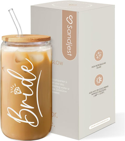 Inspiration Glass Can, Positive Motivational Cup with Lid & Straw, Iced Coffee Aesthetic Cups, Idea Gift for Christmas Birthday Mother Day, Gifts for Women, 16oz