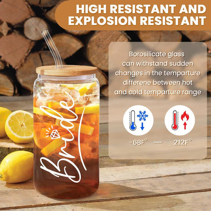 Inspiration Glass Can, Positive Motivational Cup with Lid & Straw, Iced Coffee Aesthetic Cups, Idea Gift for Christmas Birthday Mother Day, Gifts for Women, 16oz