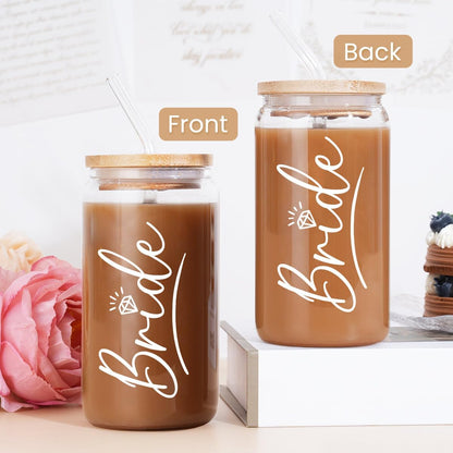 Inspiration Glass Can, Positive Motivational Cup with Lid & Straw, Iced Coffee Aesthetic Cups, Idea Gift for Christmas Birthday Mother Day, Gifts for Women, 16oz