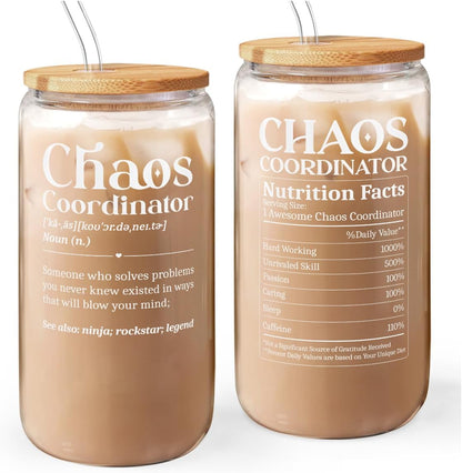 Inspiration Glass Can, Positive Motivational Cup with Lid & Straw, Iced Coffee Aesthetic Cups, Idea Gift for Christmas Birthday Mother Day, Gifts for Women, 16oz