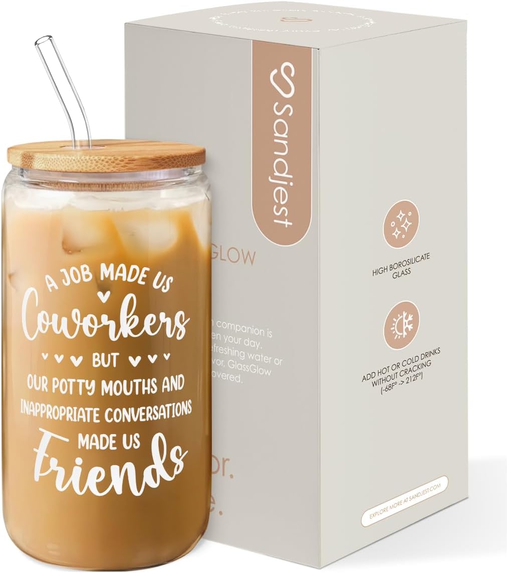 Inspiration Glass Can, Positive Motivational Cup with Lid & Straw, Iced Coffee Aesthetic Cups, Idea Gift for Christmas Birthday Mother Day, Gifts for Women, 16oz