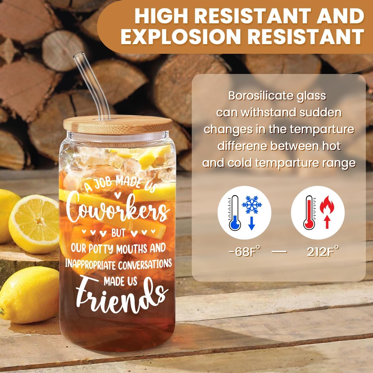 Inspiration Glass Can, Positive Motivational Cup with Lid & Straw, Iced Coffee Aesthetic Cups, Idea Gift for Christmas Birthday Mother Day, Gifts for Women, 16oz