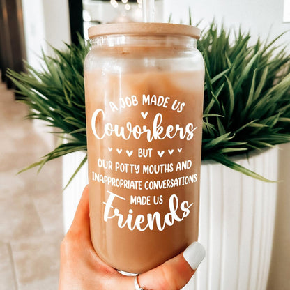 Inspiration Glass Can, Positive Motivational Cup with Lid & Straw, Iced Coffee Aesthetic Cups, Idea Gift for Christmas Birthday Mother Day, Gifts for Women, 16oz