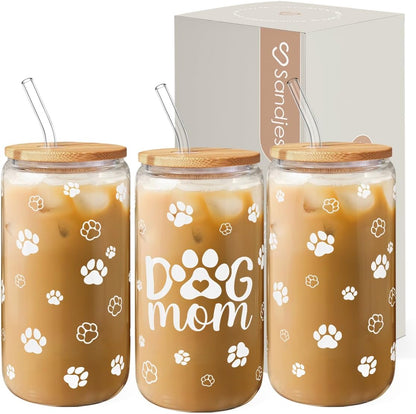 Inspiration Glass Can, Positive Motivational Cup with Lid & Straw, Iced Coffee Aesthetic Cups, Idea Gift for Christmas Birthday Mother Day, Gifts for Women, 16oz