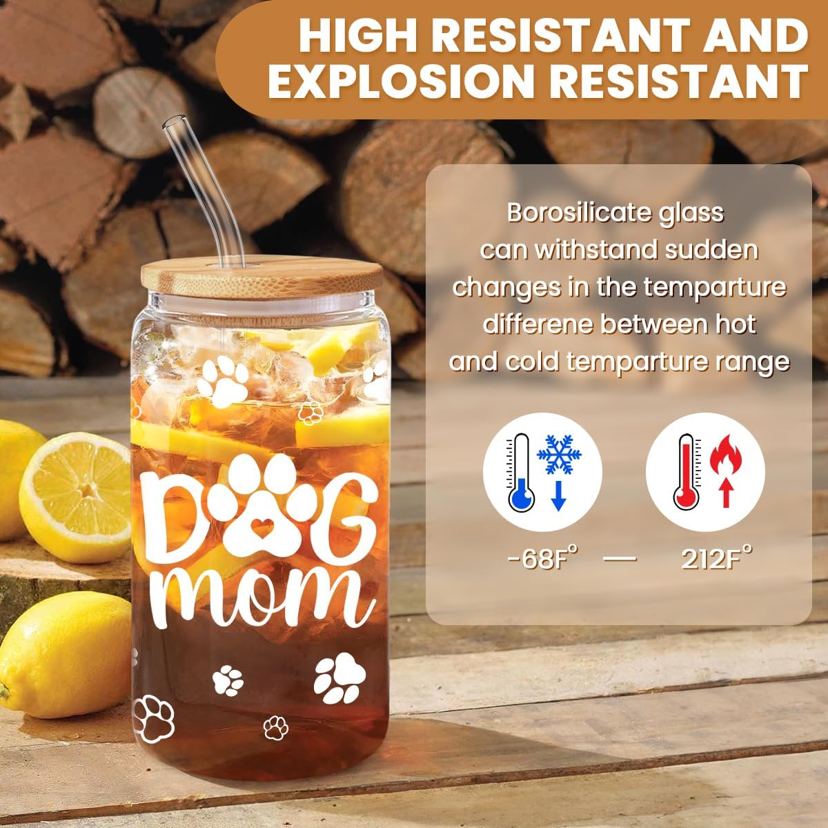 Inspiration Glass Can, Positive Motivational Cup with Lid & Straw, Iced Coffee Aesthetic Cups, Idea Gift for Christmas Birthday Mother Day, Gifts for Women, 16oz