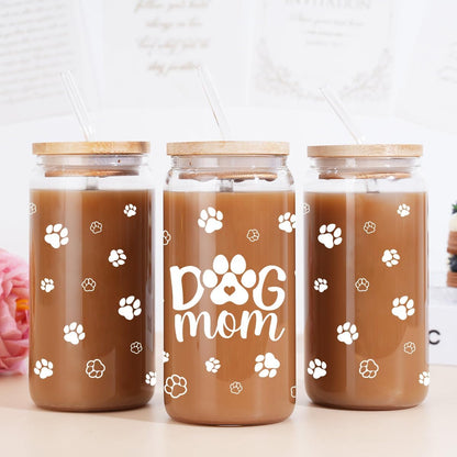 Inspiration Glass Can, Positive Motivational Cup with Lid & Straw, Iced Coffee Aesthetic Cups, Idea Gift for Christmas Birthday Mother Day, Gifts for Women, 16oz