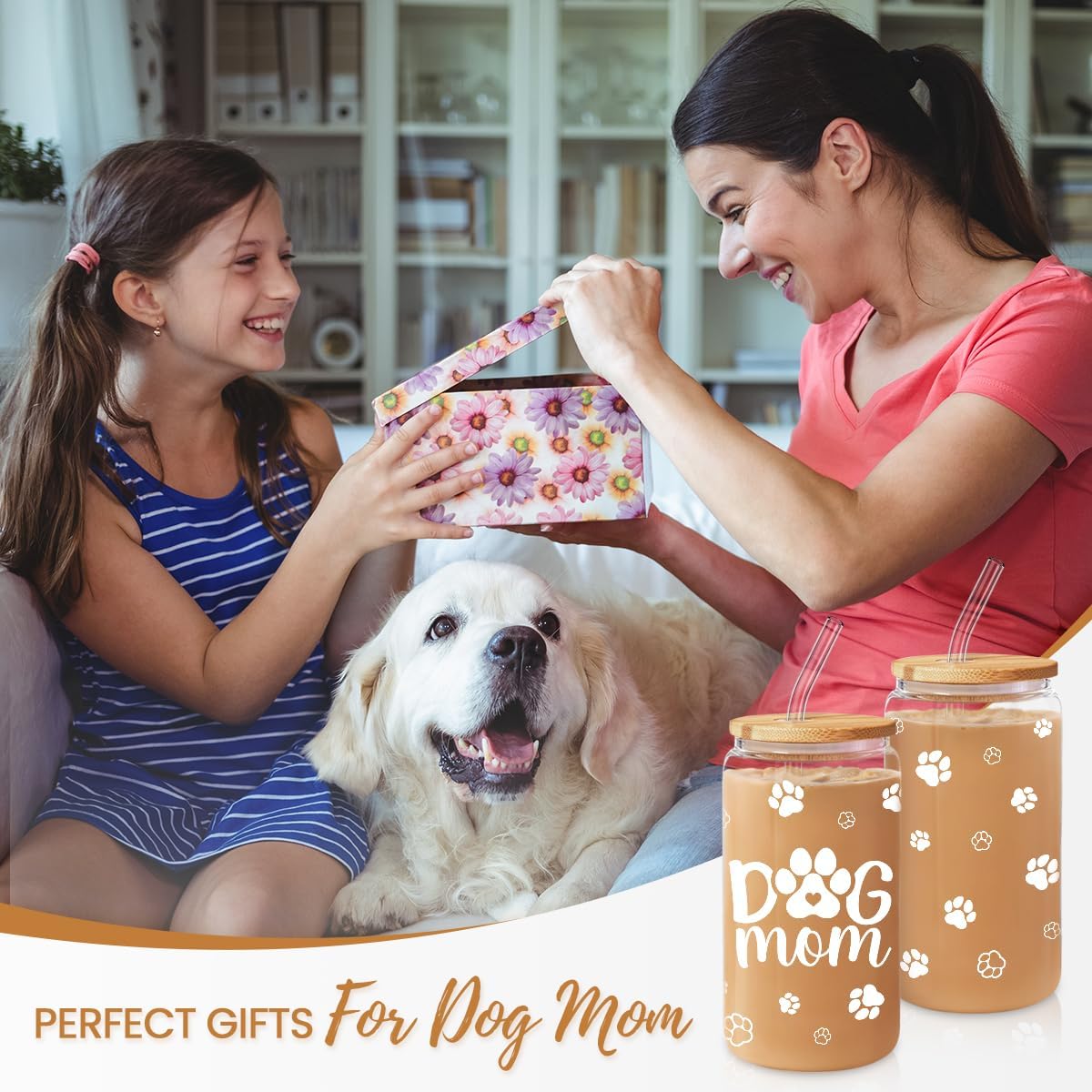 Inspiration Glass Can, Positive Motivational Cup with Lid & Straw, Iced Coffee Aesthetic Cups, Idea Gift for Christmas Birthday Mother Day, Gifts for Women, 16oz