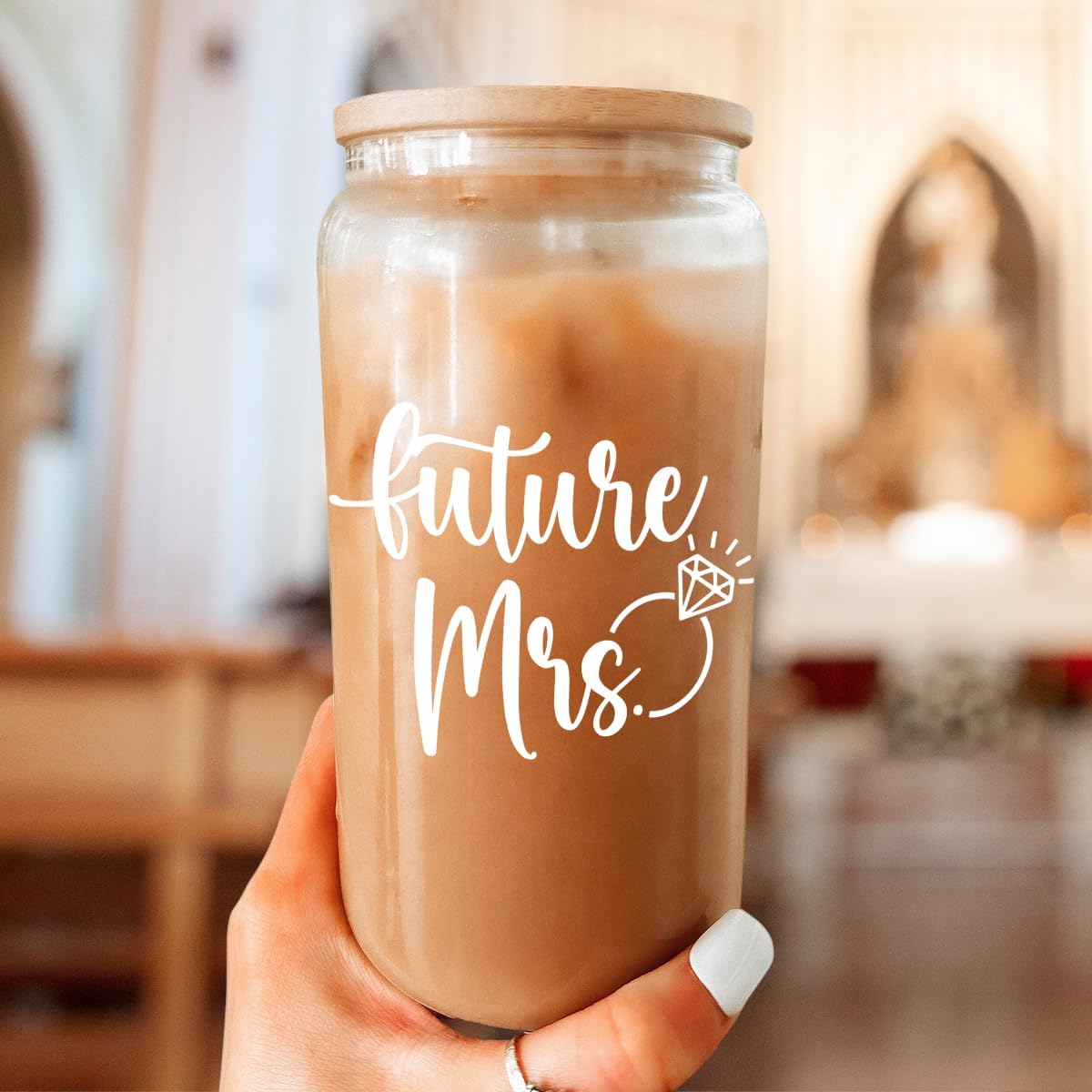 Inspiration Glass Can, Positive Motivational Cup with Lid & Straw, Iced Coffee Aesthetic Cups, Idea Gift for Christmas Birthday Mother Day, Gifts for Women, 16oz