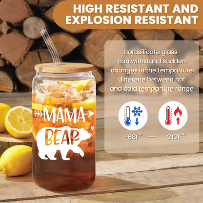 Inspiration Glass Can, Positive Motivational Cup with Lid & Straw, Iced Coffee Aesthetic Cups, Idea Gift for Christmas Birthday Mother Day, Gifts for Women, 16oz