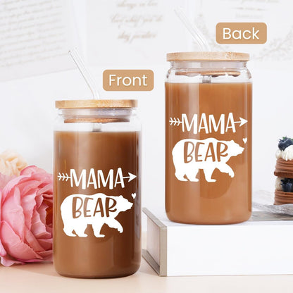 Inspiration Glass Can, Positive Motivational Cup with Lid & Straw, Iced Coffee Aesthetic Cups, Idea Gift for Christmas Birthday Mother Day, Gifts for Women, 16oz