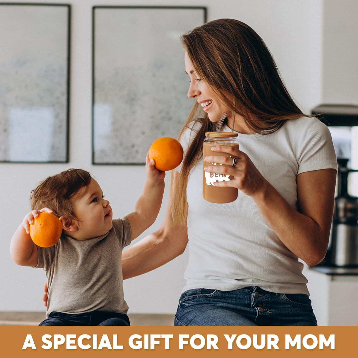 Inspiration Glass Can, Positive Motivational Cup with Lid & Straw, Iced Coffee Aesthetic Cups, Idea Gift for Christmas Birthday Mother Day, Gifts for Women, 16oz