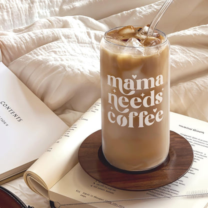 Inspiration Glass Can, Positive Motivational Cup with Lid & Straw, Iced Coffee Aesthetic Cups, Idea Gift for Christmas Birthday Mother Day, Gifts for Women, 16oz